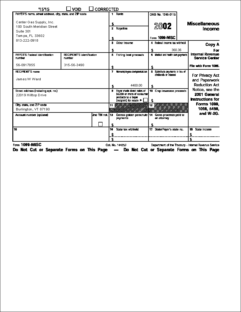 Year End 1099 Misc Irs Copy Forms