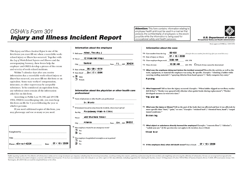 OSHA Form 301