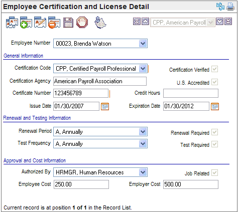 Certification and License Detail