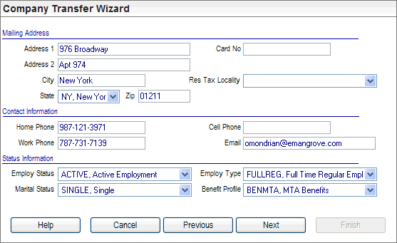 Employee Company Transfer Wizard, Step 2