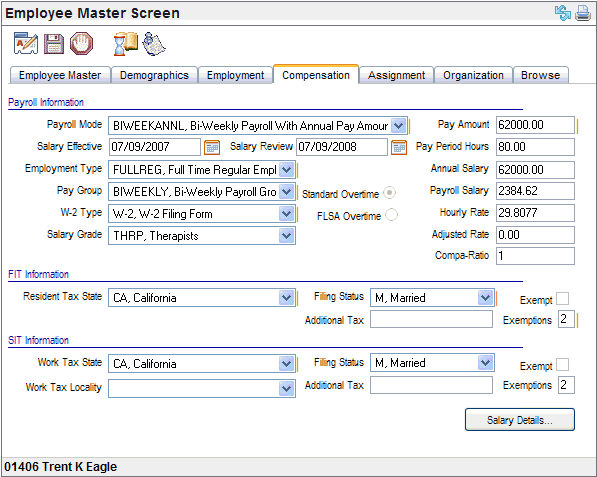 Compensation Tab