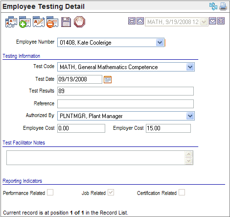 Employee Testing Detail