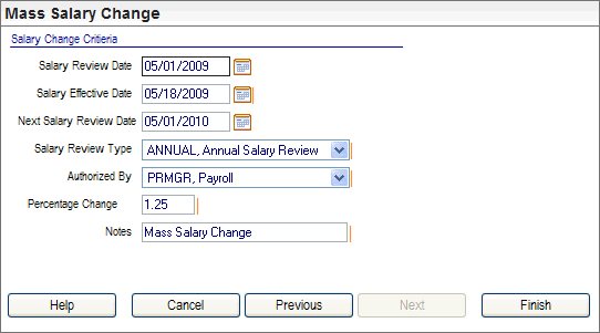 Mass Salary Change Wizard, Step 2