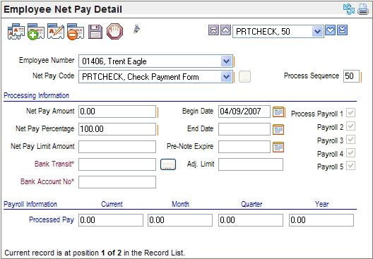 Employee Net Pay Detail