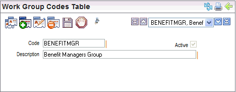 Work Group Codes Table