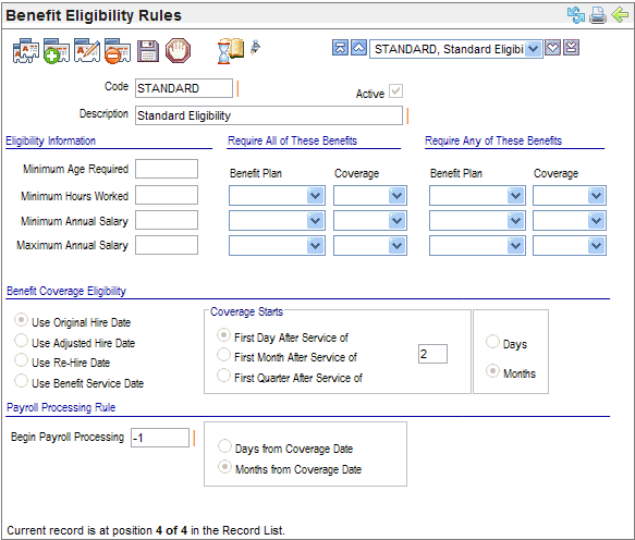 Benefit Eligibility Rules Table