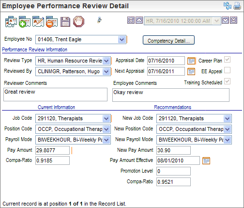 Employee Performance Review Detail Screen