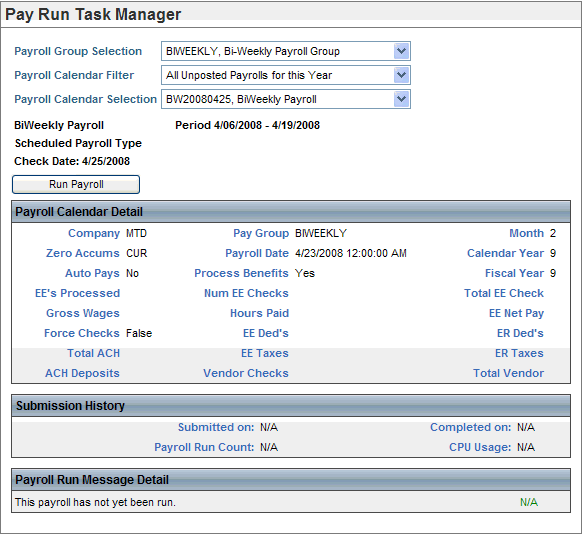 Pay Run Task Manager