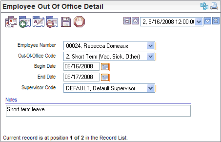 Employee Out of Office Detail