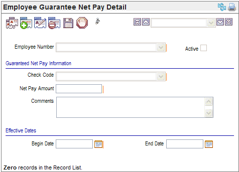 Employee Guarantee Net Pay Detail Screen