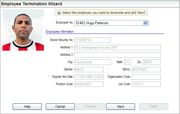 Select the employee you want to terminate and click 'Next'.