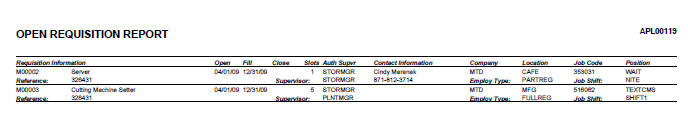 Open Requisition Report