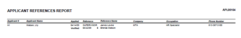 Applicant References