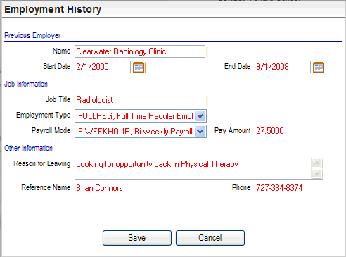 Employment History