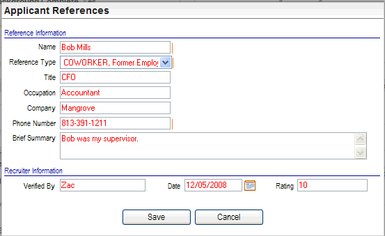 Applicant References